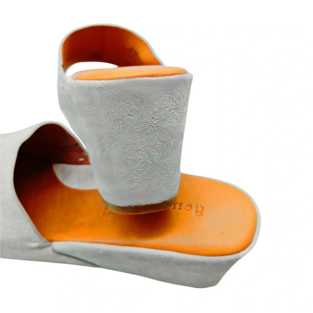 Gentle Soul Florella Gray Leather Platform Sandals Size 8.5